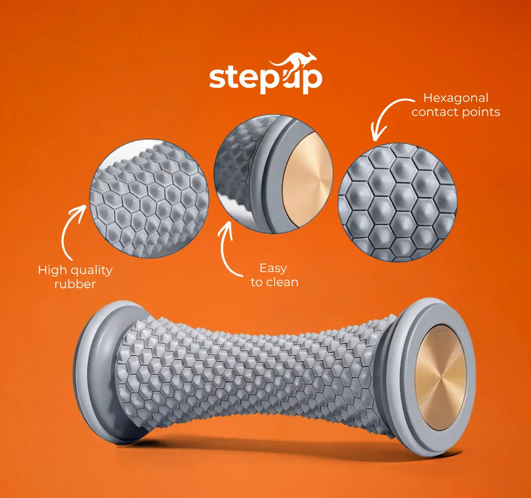 Stepup Foot Massage Roller close up showing hexagonal contact points, easy to clean