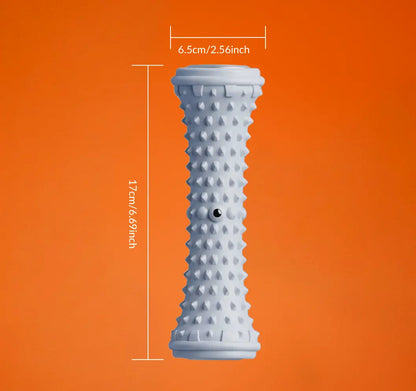 Stepup Foot Massage Roller standing upright with width and length measurements